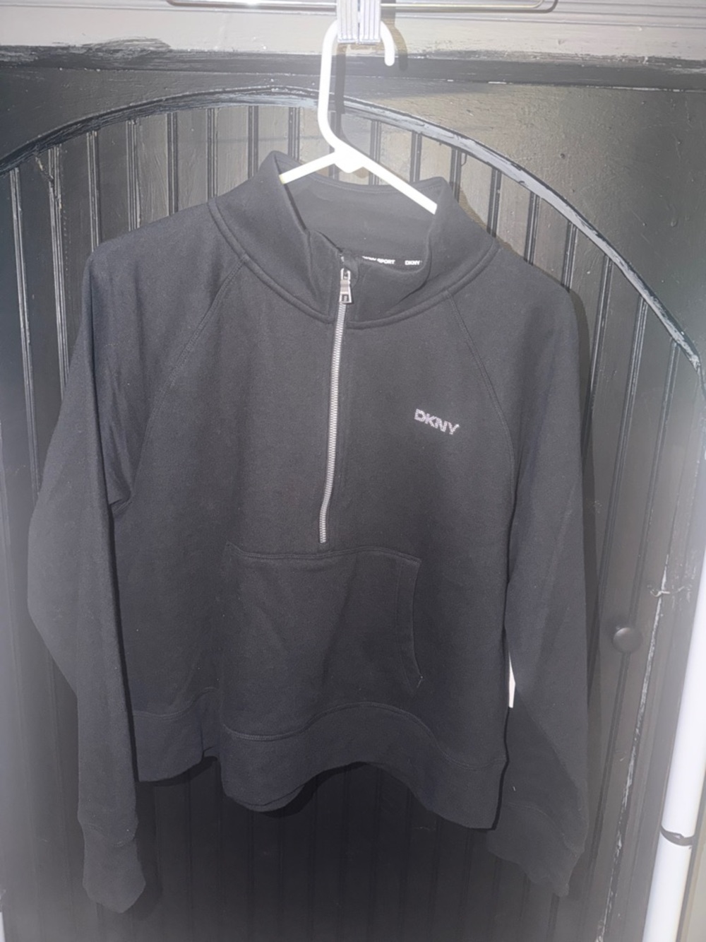 DKNY Black Half-Zip Turtleneck Pullover Cotten sweater.